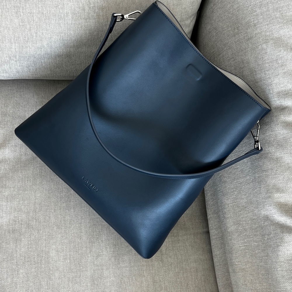 NEW Lawful London Iris Navy laptop tote bag 2 strap lengths